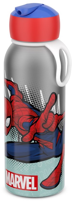 Mepal Isoleerfles flip-up Campus - 350 ml - 12 uur koud / 4 uur warm - Drinkfles met rietje voor kinderen - Spiderman