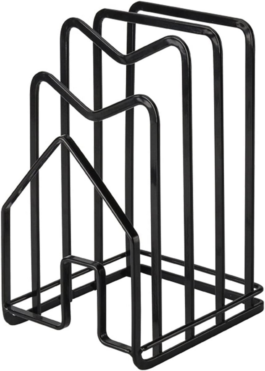 Snijplank Rack - Organiser voor Snijplanken en Potdeksel - Keukenopslag - Zwart