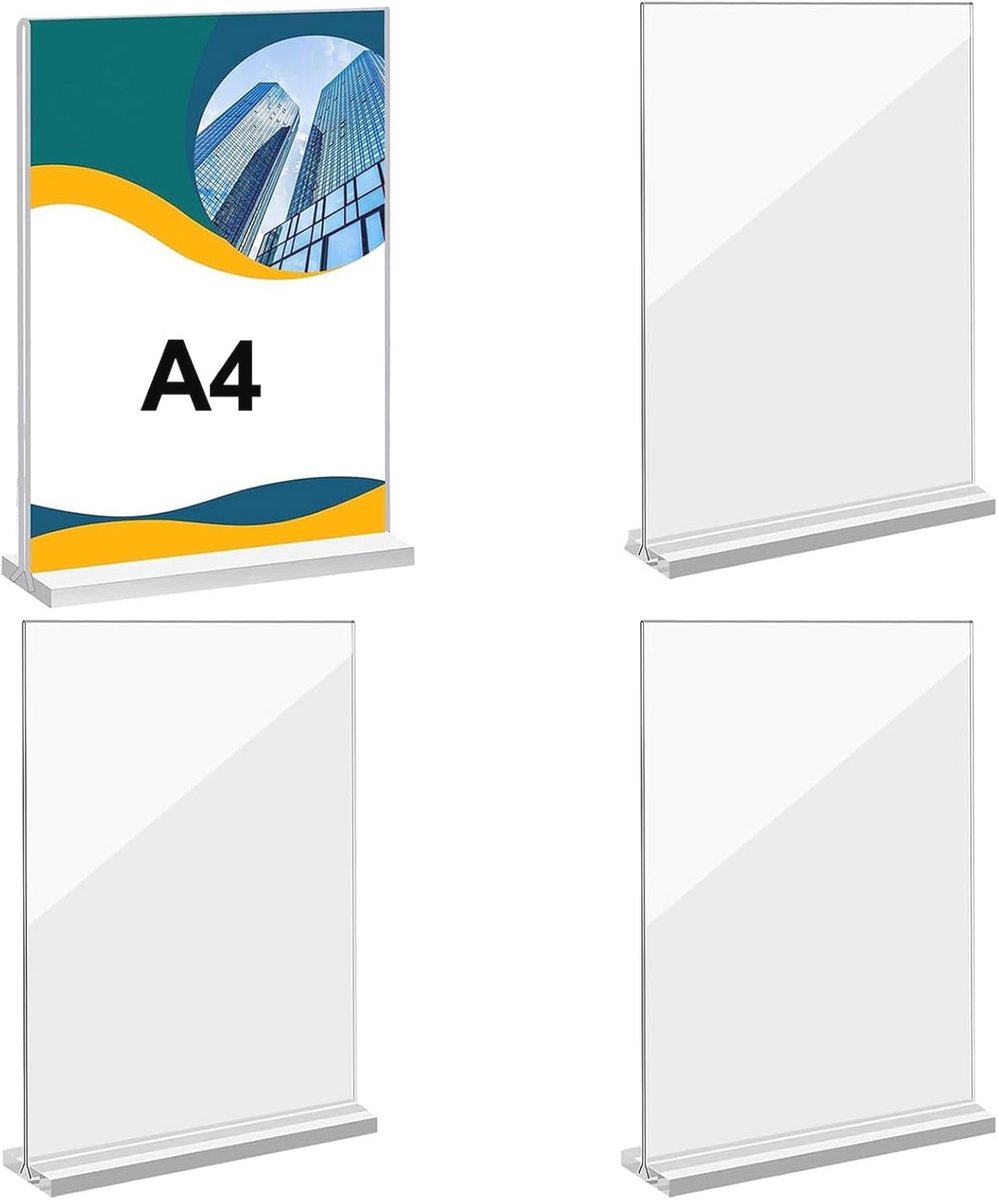 Acryl standaard A4 - 4 stuks tafelstandaard voor menu's en documenten