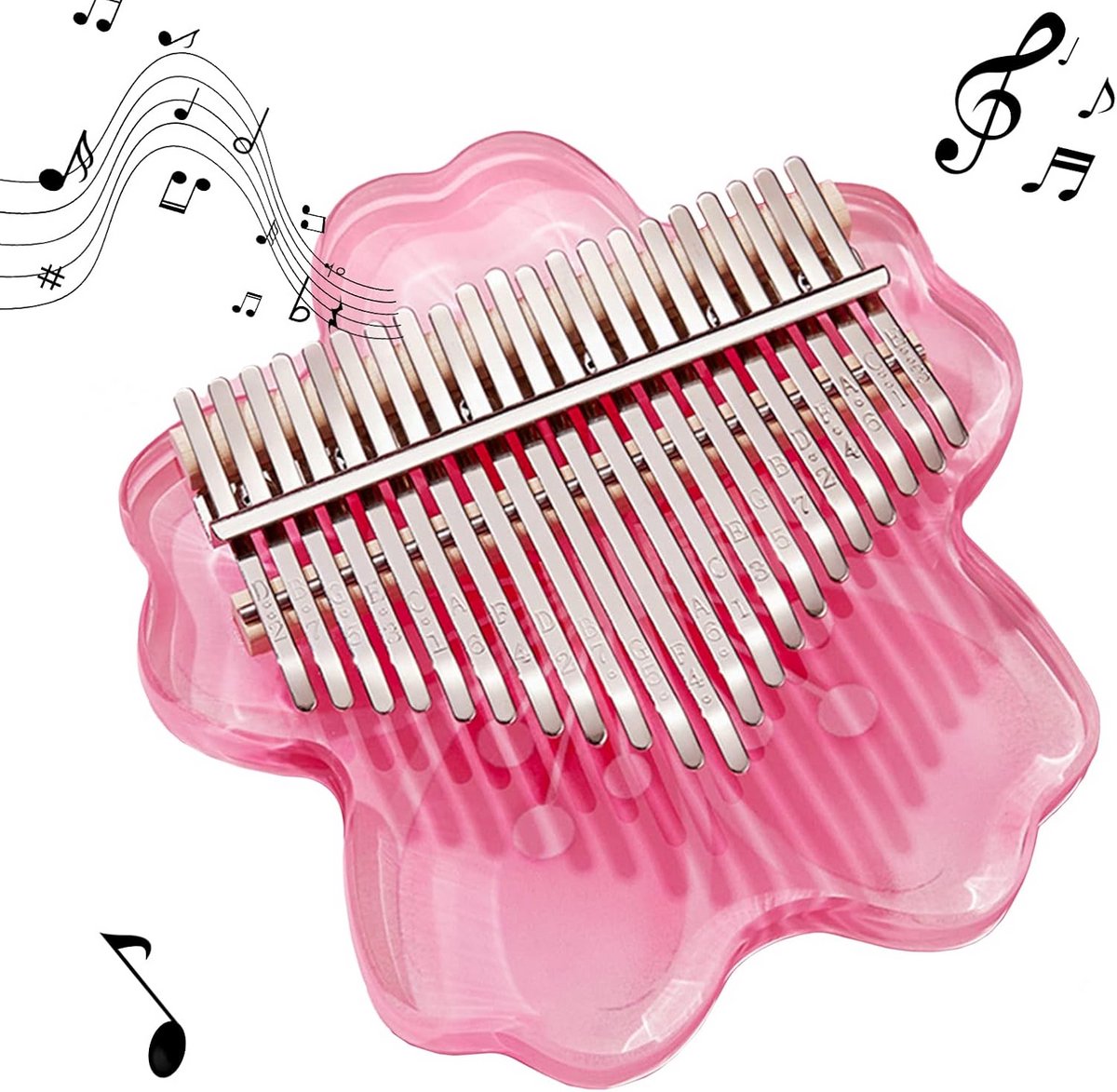 Kalimba 17/21 toetsen acryl duimpiano met koffer en handleiding