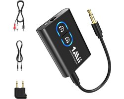 2-in-1 Bluetooth 5.3 Adapter voor TV en Audio - Zender en Ontvanger met aptX Low Latency - 3.5mm AUX Splitter voor Koptelefoons en Luidsprekers
