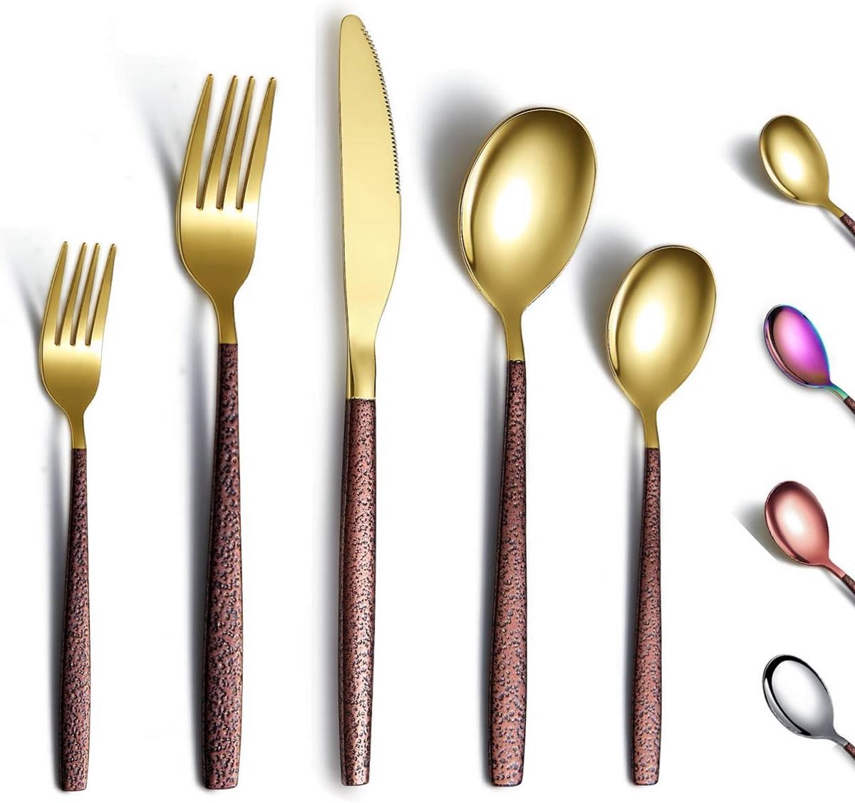 30-delige bestekset roestvrij staal maanoppervlak titanium coating goud 6 personen