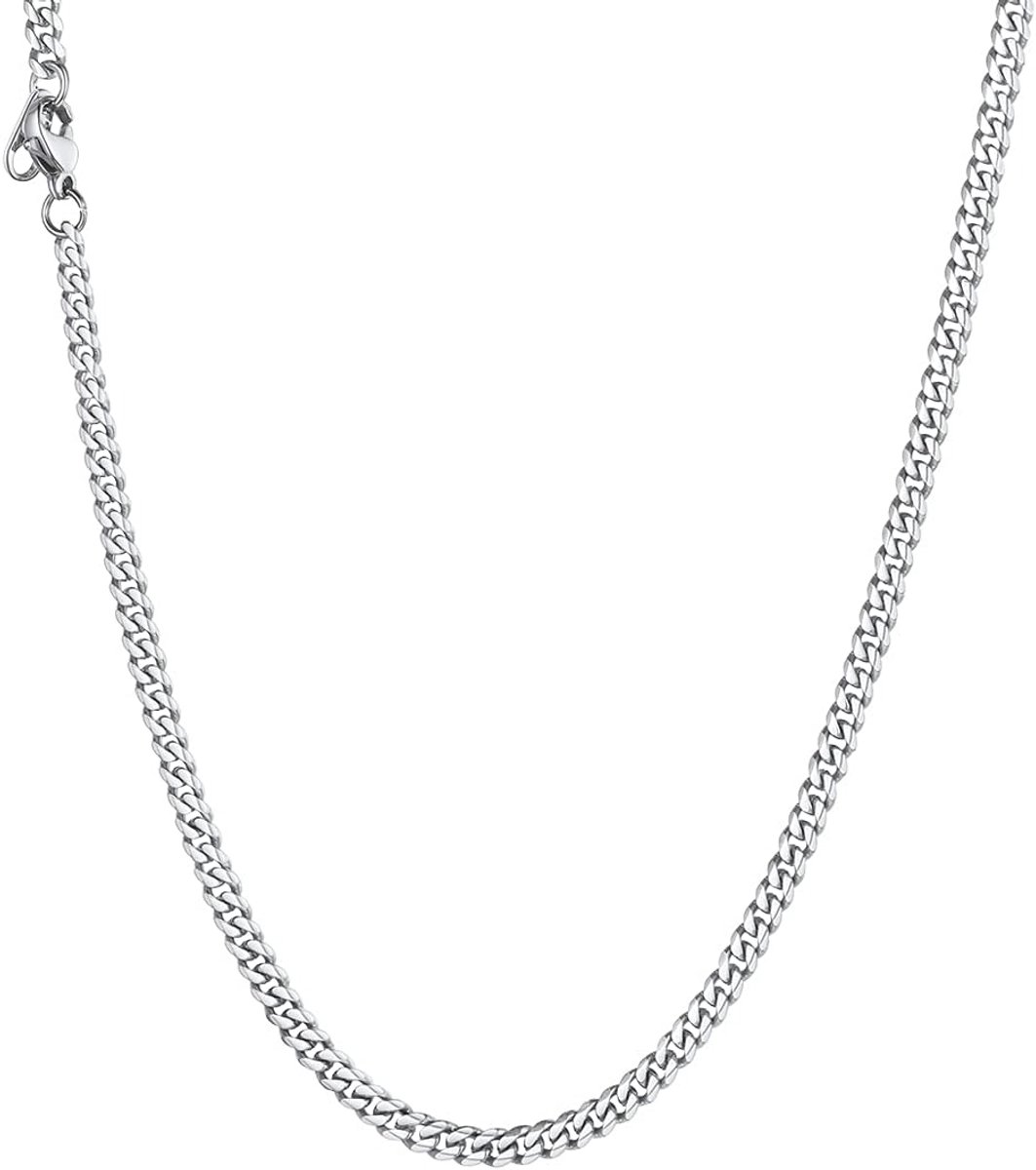 Stijlvolle Cubaanse schakelketting voor dames en heren - Zilverkleurig, 18K Goud, Zwarte Tint - Duurzame Ketting 3-6-9-12 mm breedte en 36-76 cm lengte
