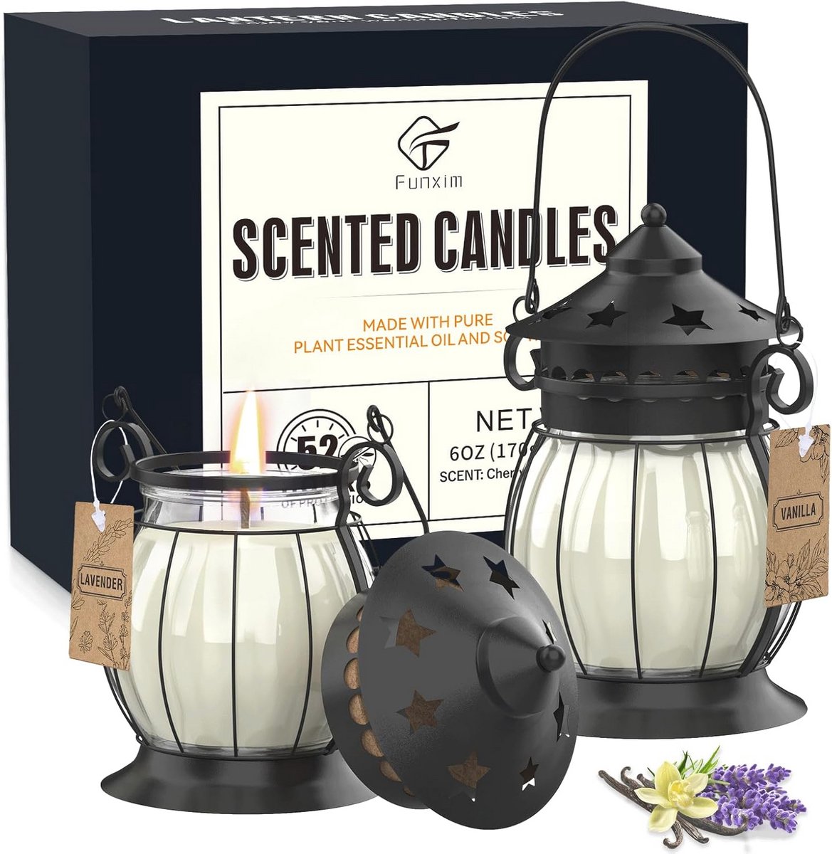 Aromatische Geurkaarsen Set van 2 - 170 ml Sojawas - Lavendel en Vanille voor Terras en Tuin