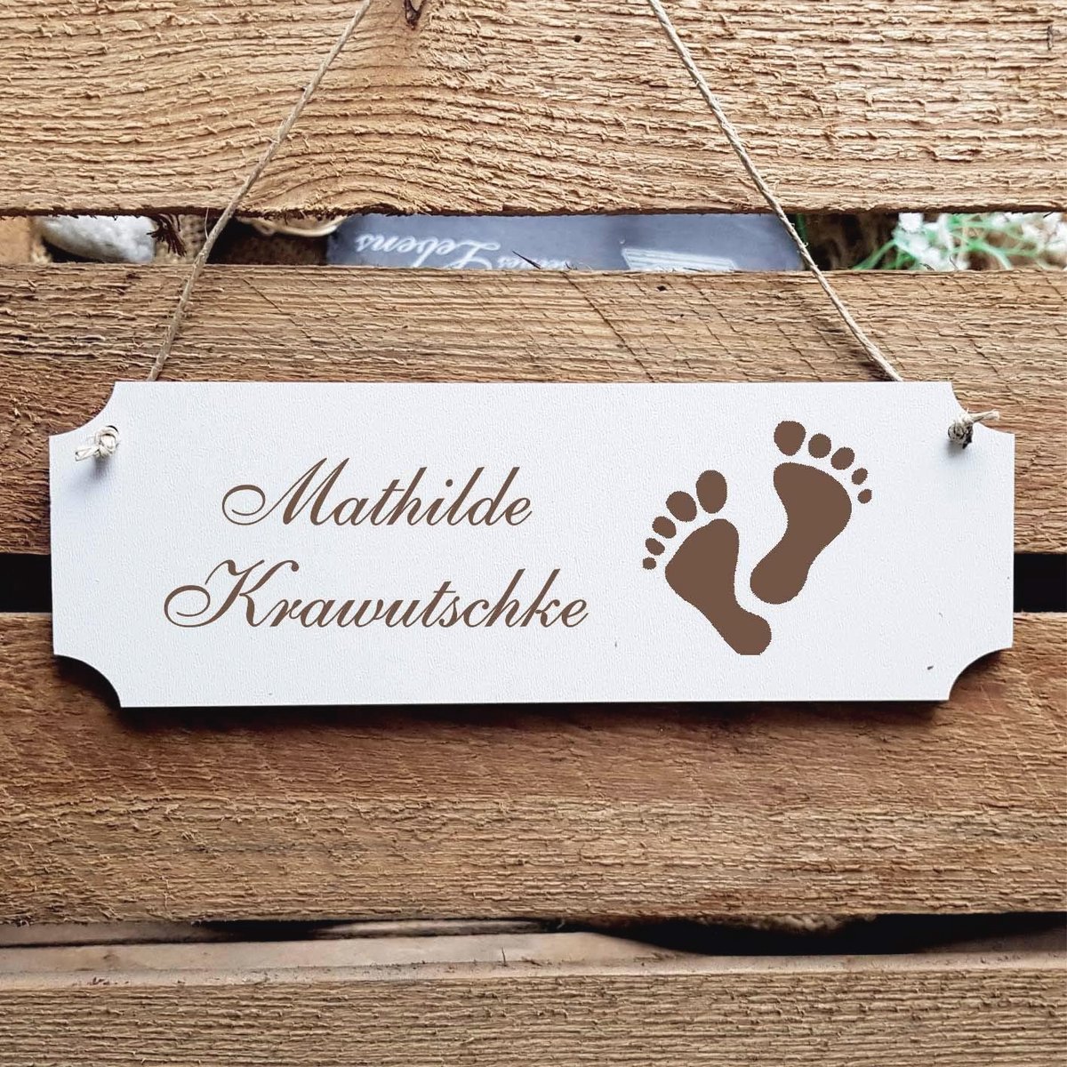 Voetverzorging Deurbordje met Persoonlijke Gravure - Shabby Chic Naambordje voor Binnen