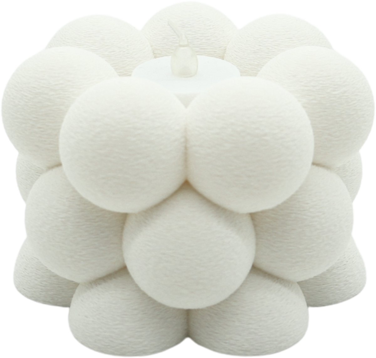 Lovora Waxinelichthouder Bubble Fuzzy - Ivoor Wit - 3d geprint - Moderne woonaccessoire - Stijlvolle waxinelichthouder