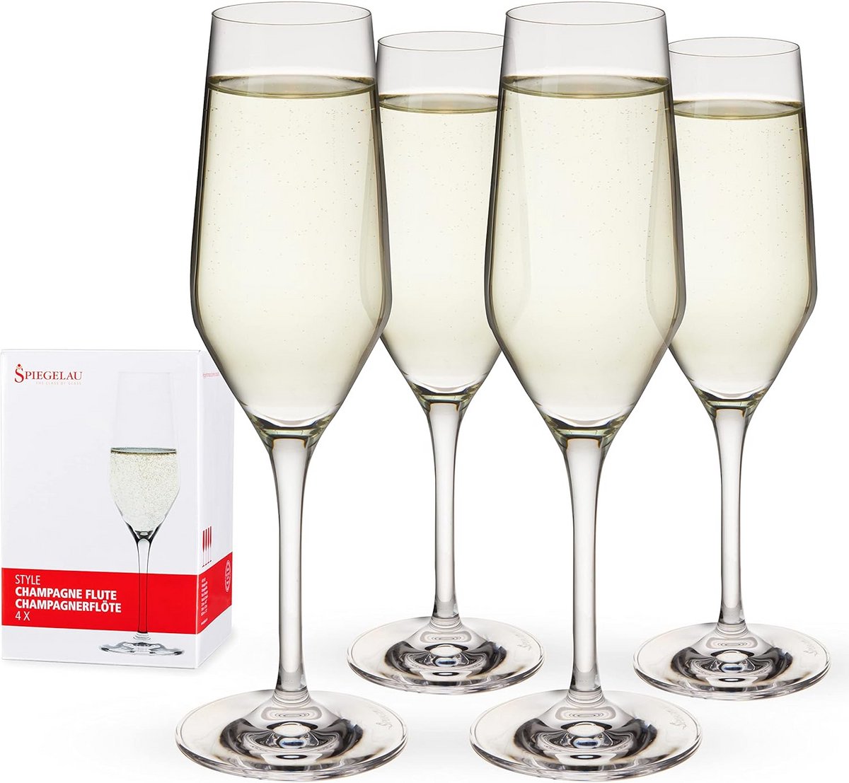 Set van 4 Champagne Wijnglazen - Europees Kristal, Vaatwasmachinebestendig