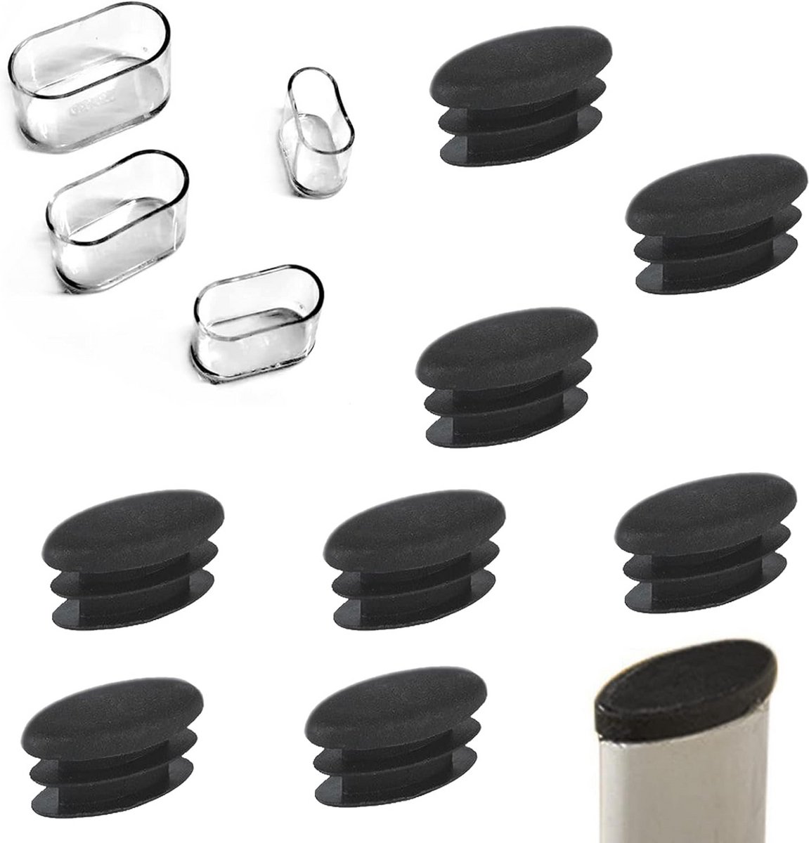 Ovale stoel eindkappen 15mm x 30mm - Siliconen pads voor meubels - 50 stuks