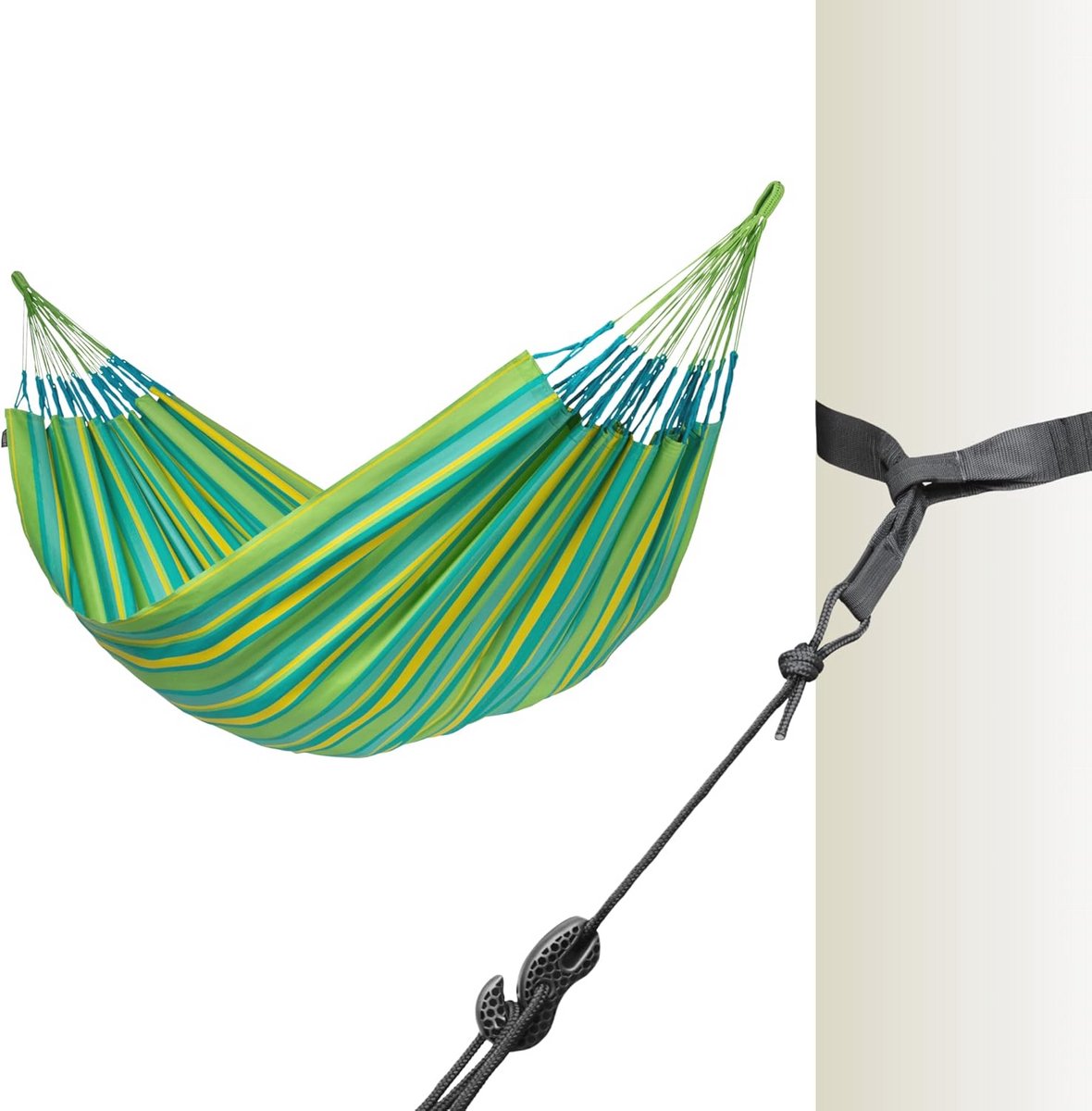 Kingsize hangmat met bevestiging voor binnen en buiten - Handgemaakt in Colombia