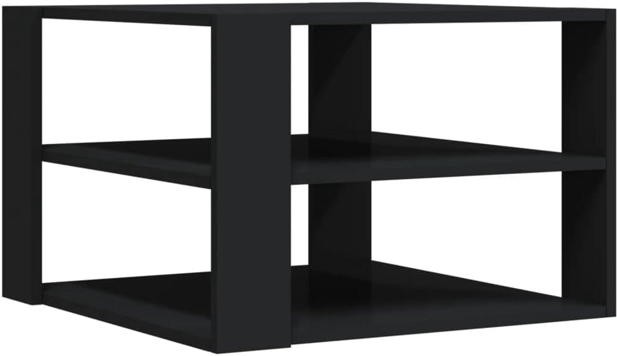 Vierkante Salontafel Zwart - Moderne Bijzettafel met 3 Niveaus - 60x60x40 cm