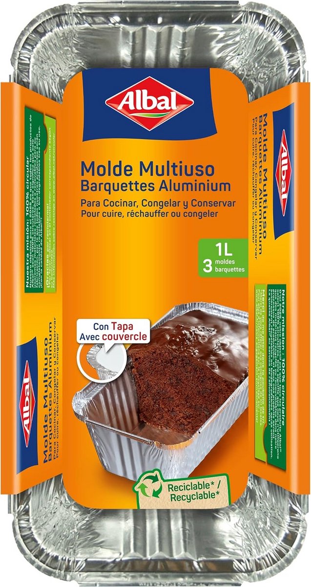 Aluminium Bakvorm 1 Liter - Wegwerp Vorm met Deksel voor Cake en Taart
