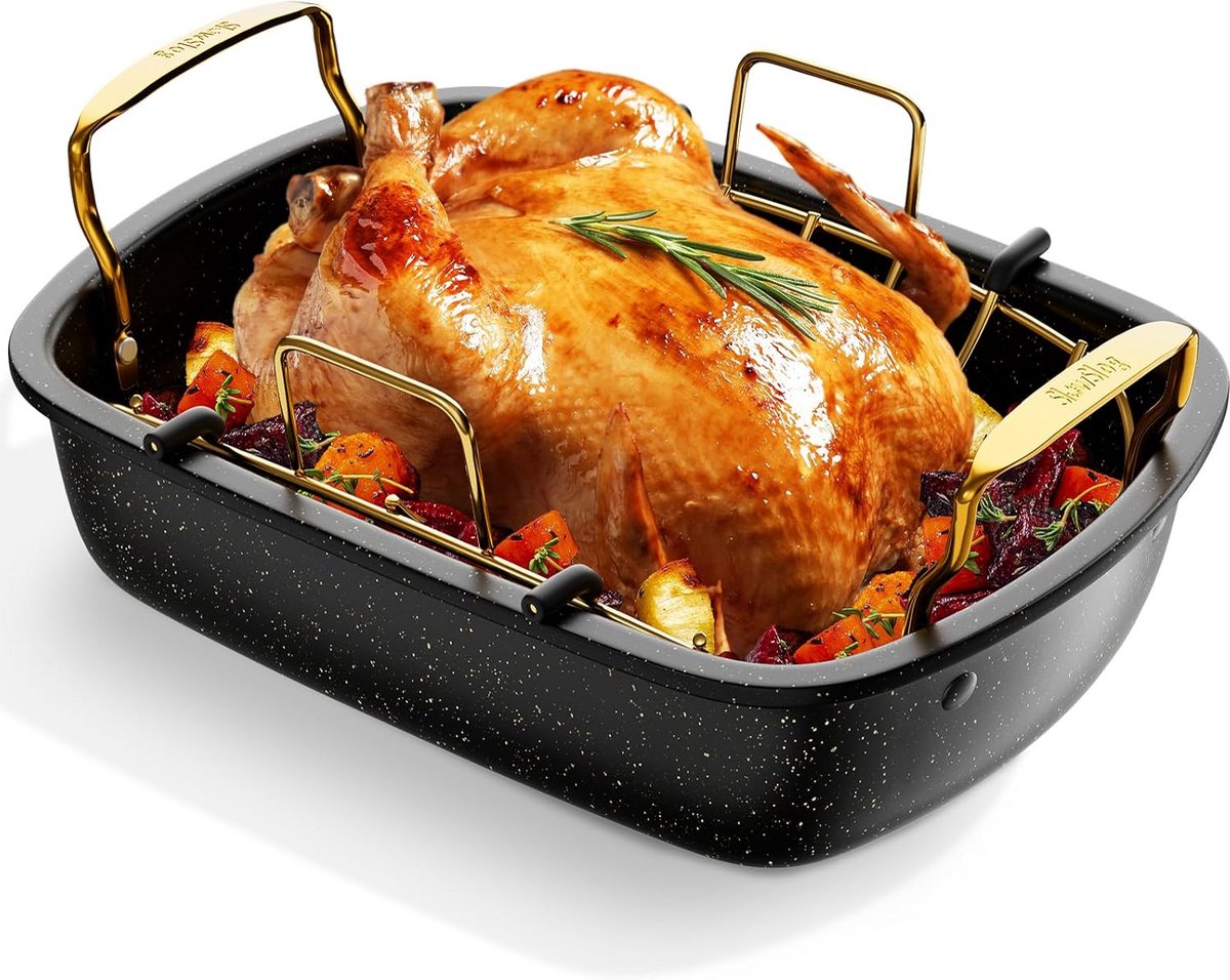 Grote Ovenschaal met Rooster, 17x13 Inch, Antiaanbaklaag