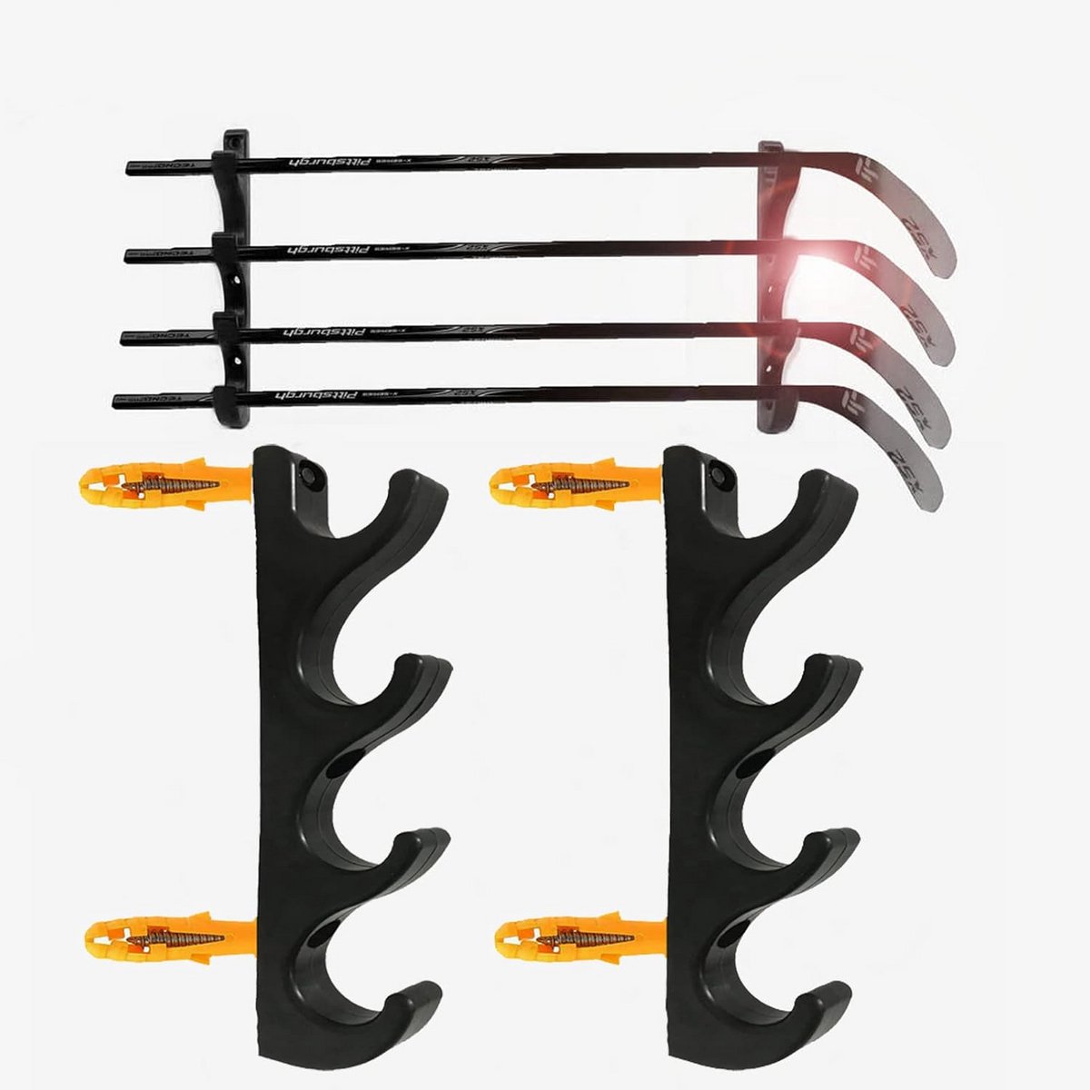 Wandrek voor 4 Hockeysticks – Organiseer Sticks, Schaatsen en Accessoires