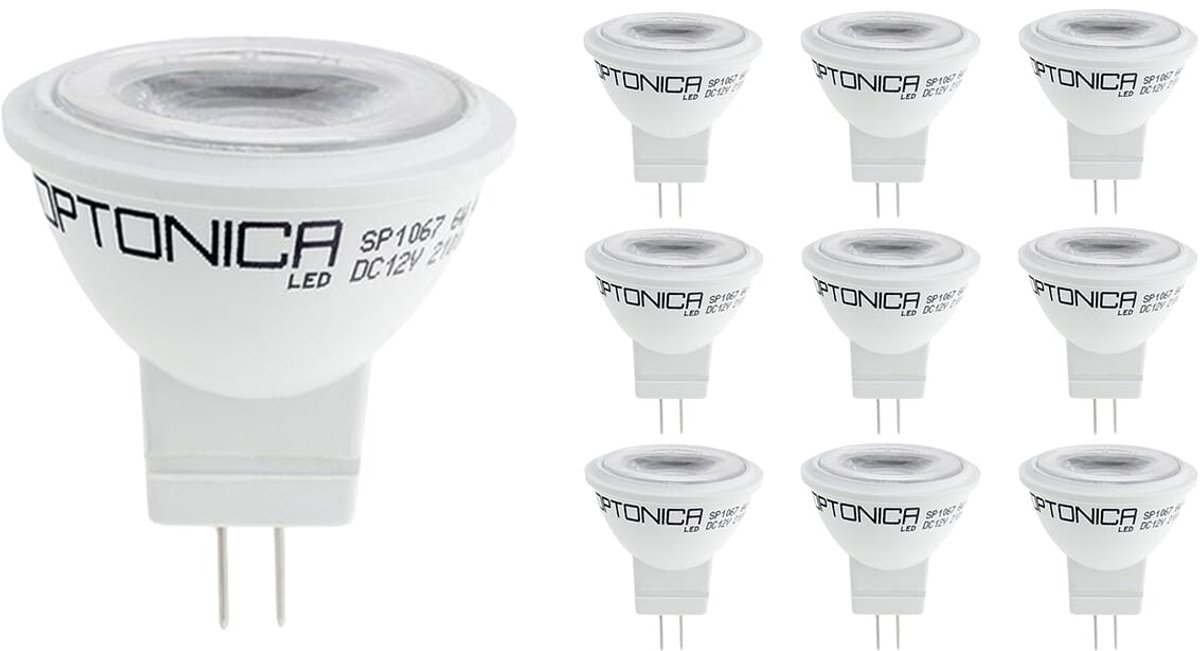 Optonica LED Spot GU5.3 MR16 - 3W (vervangt 20W) - 210lm - 6000K Koel Wit - 12V - Ø35mm - Energiezuinig - 10 stuks