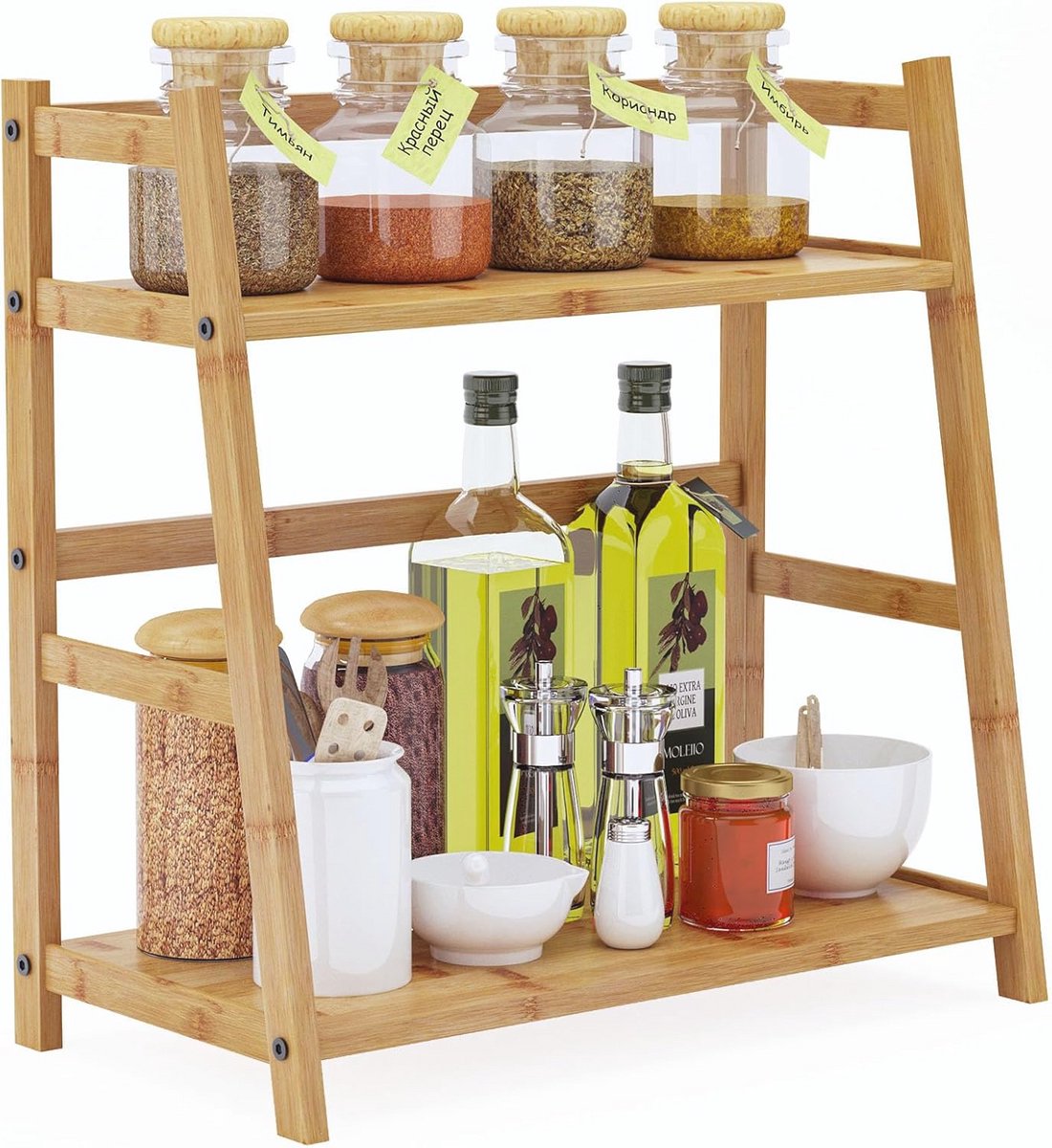 Bamboe kruidenrek voor keuken - 2 niveaus