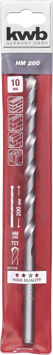 Doorbraakboor Ø 14 mm, 200 mm lengte, met hardmetalen plaat en kogelgestraald oppervlak