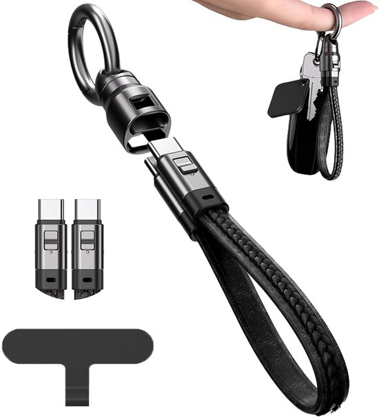 Câble de chargeur porte-clés USB-C, court câble de recharge rapide 240W PD, câble de transfert de données USB-C vers USB-C 480 Mbps de type C.