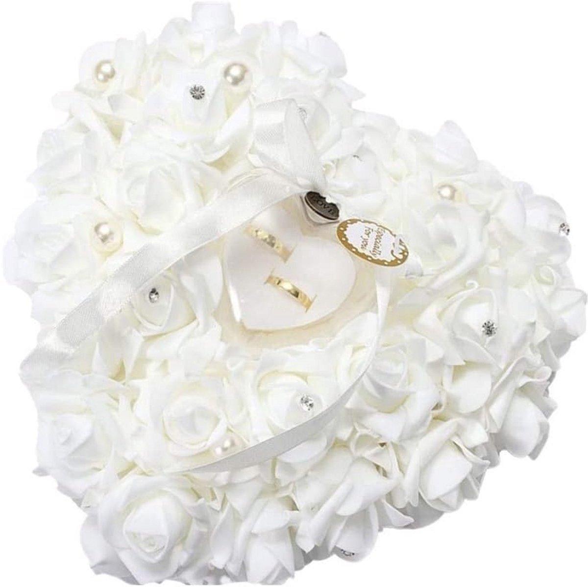 Romantisch Hartvormig Trouwring Kussen voor Bruiloft - Elegant Sieraden Accessoire