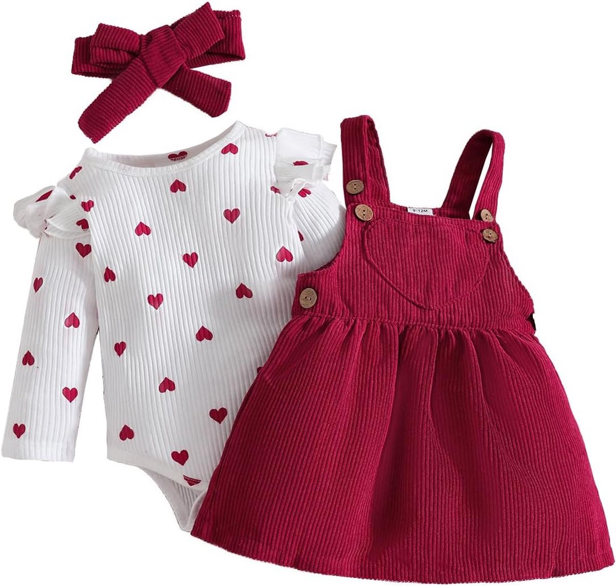 3-delige Set Baby Meisje Kleding Romper Rok en Haarband voor Herfst Winter
