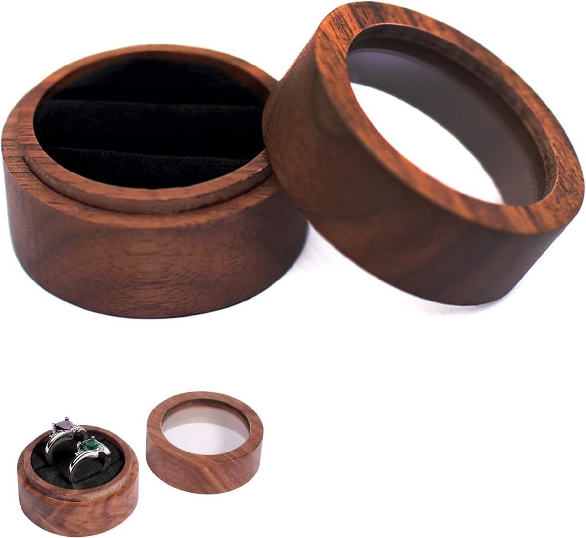 Houten trouwringdoos voor verloving en bruiloft - Elegante handgemaakte ringbox
