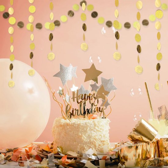Papieren Slinger Met Glittercirkels – 2 Stuks Van 4 Meter, Kleurrijk, Geschikt Voor Verjaardag, Babyshower, Kerst En Bruiloft