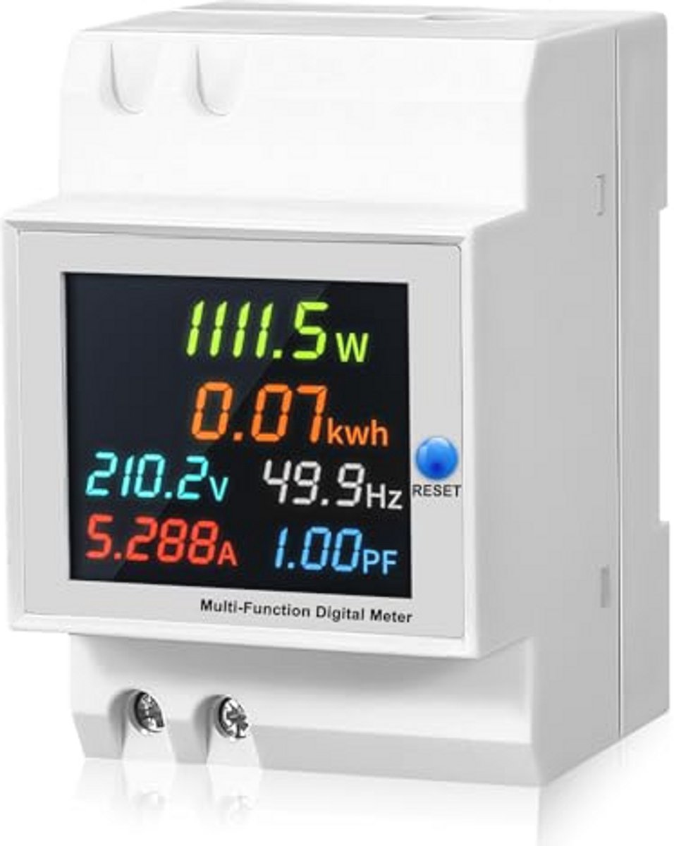 Multifunctionele LCD Stroommeter 6-in-1 - AC40-300V, 100A, Wattmeter, KWh Teller, Ampèremeter, Voltmeter