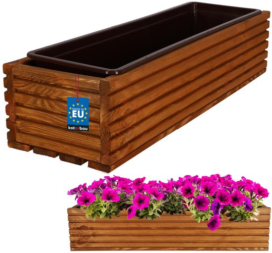 Kotarbau - Houten Plantenbak - Eiken - 64 x 20 cm - Inclusief PVC Inzet