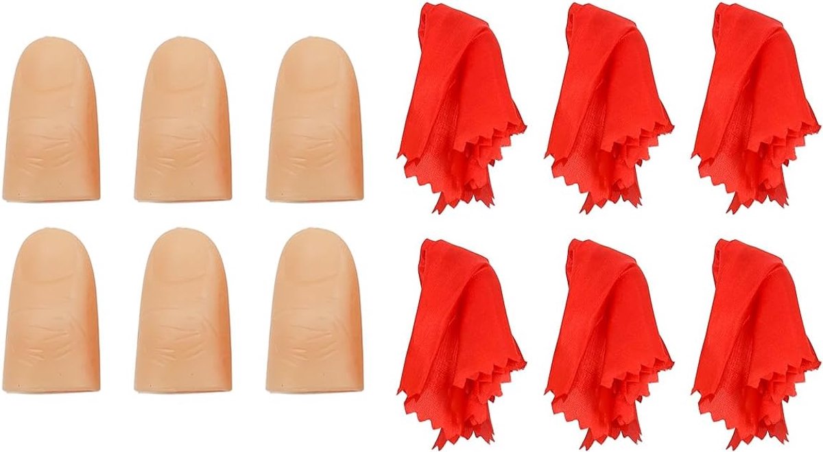 6pcs Fake Finger Silk Scarf Disappear Magic Props - Magic Thumb Tip voor Magische Items - Feestdecoratie