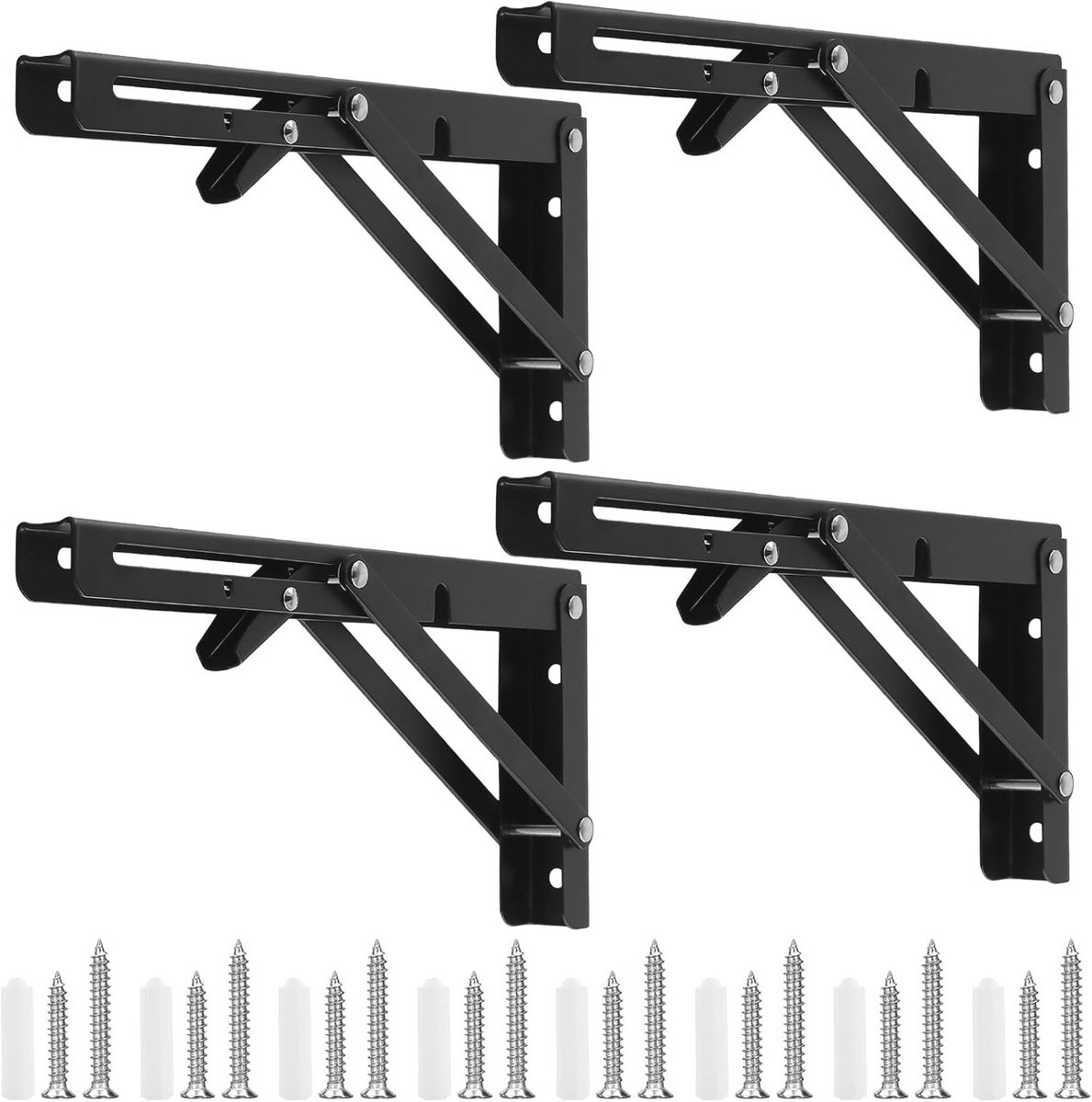 4 Stuks Inklapbare Klapconsole - Zwart - Max. Draagkracht 50 kg - Ideaal voor Wandplanken en Klaptafels