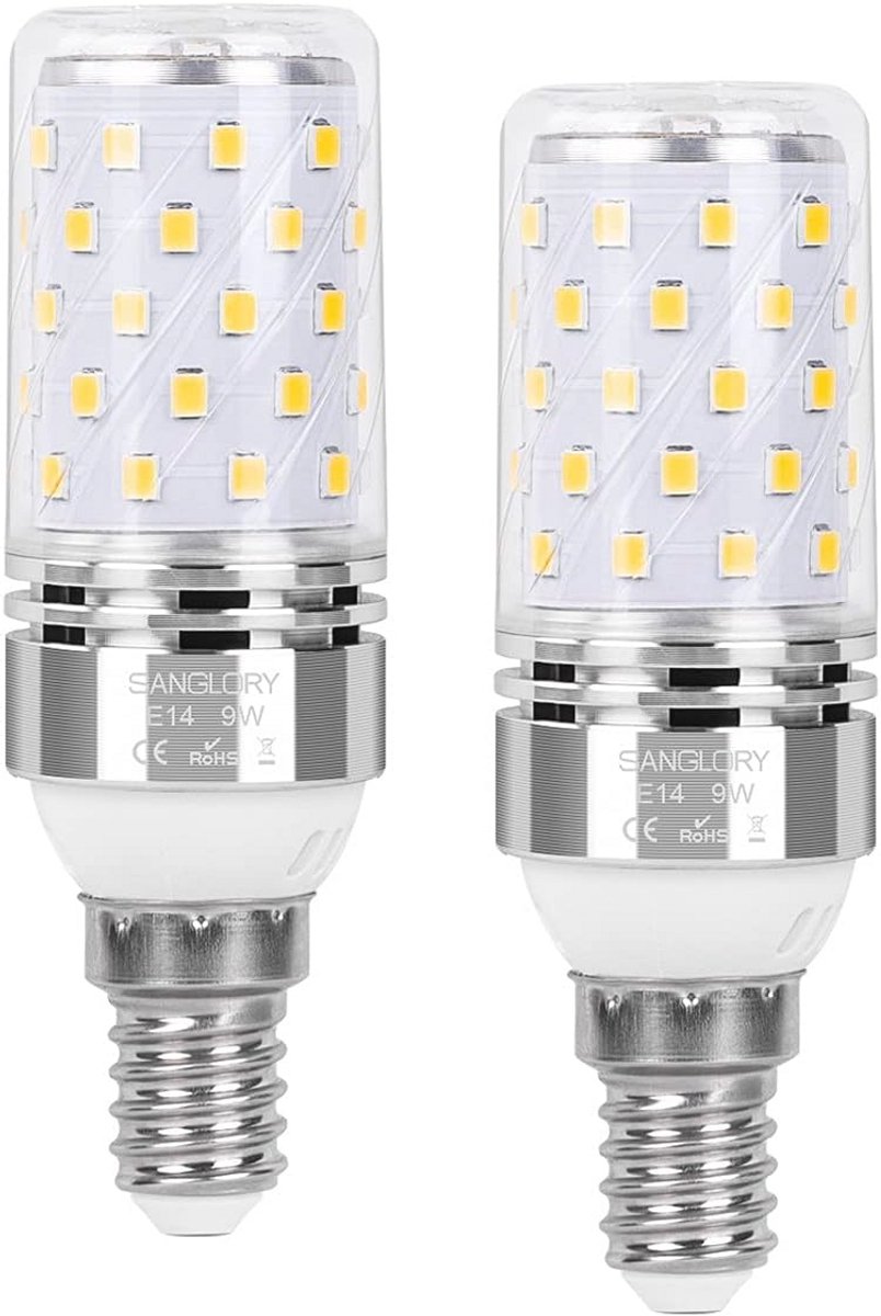 E14 LED-lampen, 2 stuks, neutraal wit 4000K, 9W, maïskolf, 950 lumen, vervangt 80W gloeilamp
