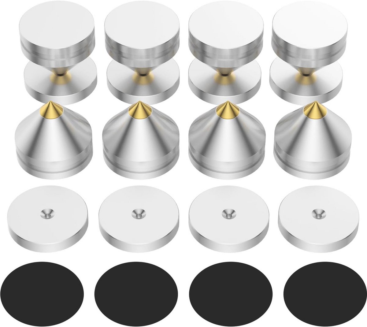 Set van 8 HiFi luidsprekerspikes voor optimale audio-isolatie