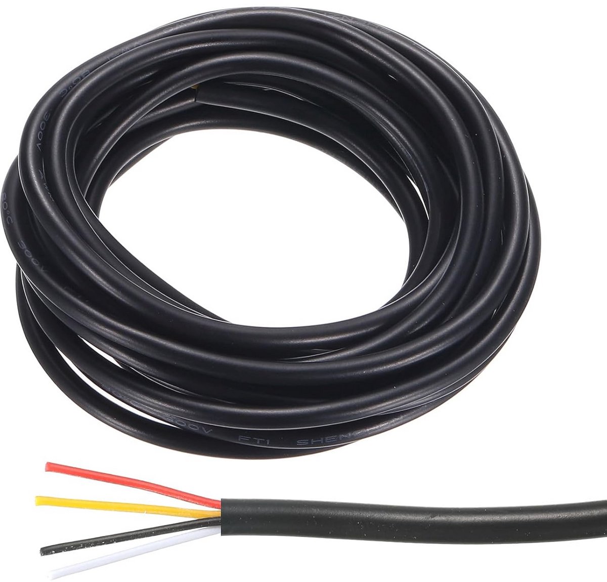 Elektrische draad 26 AWG - 4 aders - flexibele zwart - ideaal voor LED verlichting en huishoudelijke leidingen
