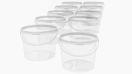 MARMOS-PLAST 3 x 20 liter emmer, zwarte kunststof emmer met deksel