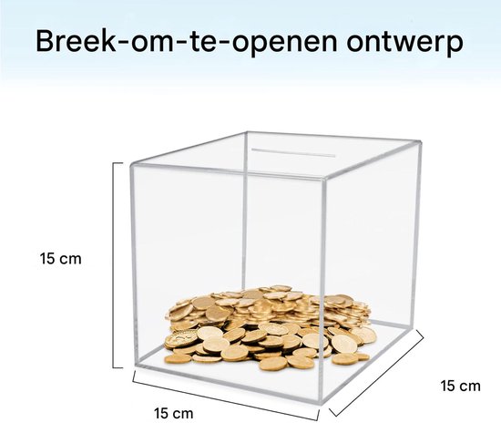 Transparante spaarpot - HTML content - Niet te openen - Acryl - Echt