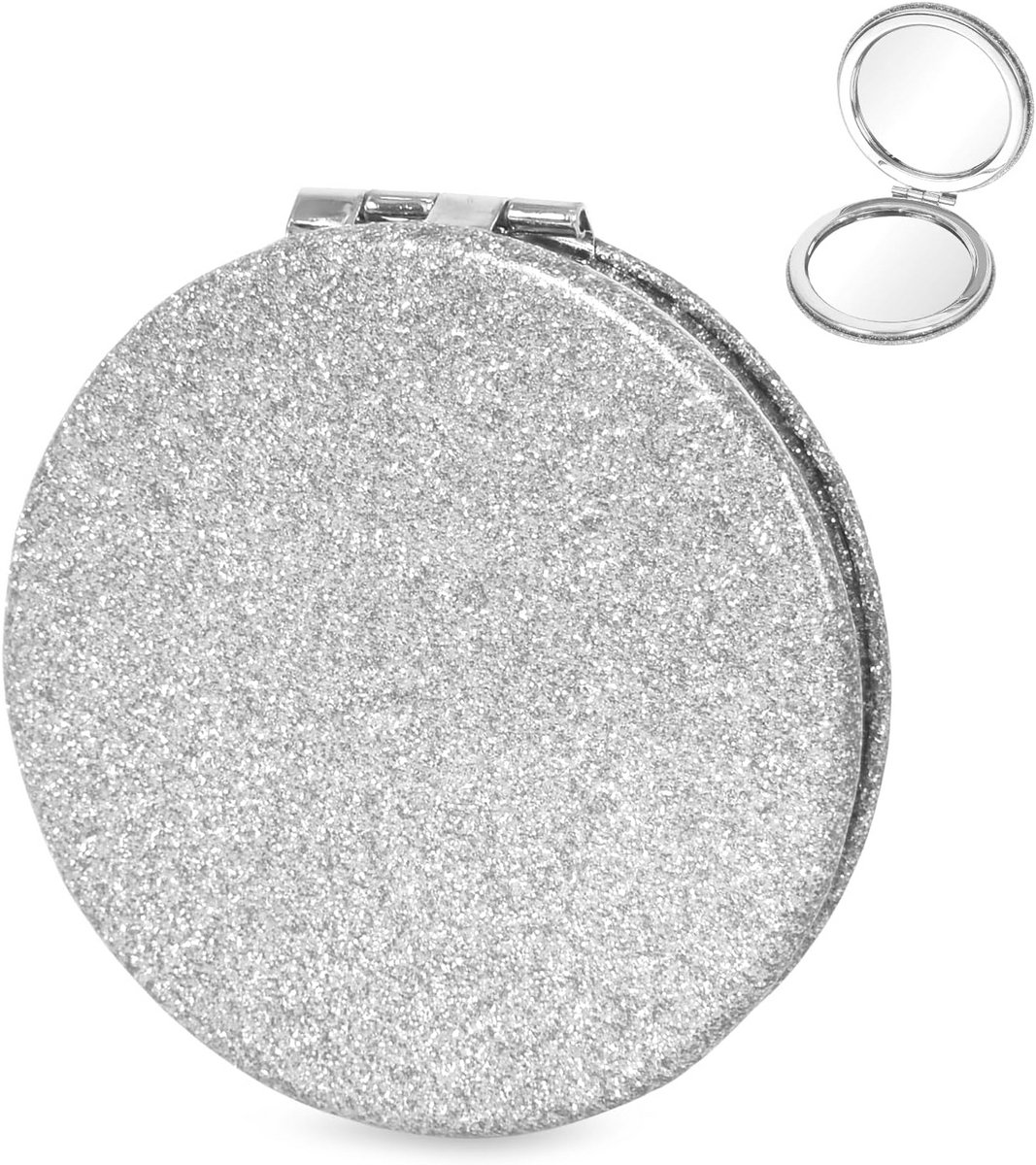 Ronde opvouwbare zakspiegel 7 cm - Make-up mirror met 2x vergroting voor reizen