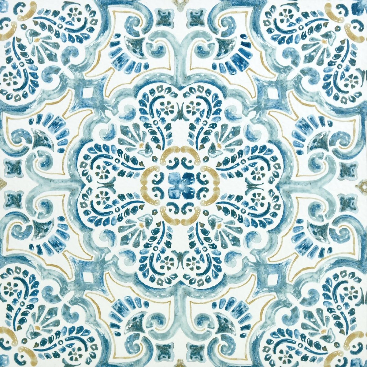 Blauwe Peel & Stick Vloertegels Set van 10 - Marokkaans Geïnspireerd Design 30,5 x 30,5 cm