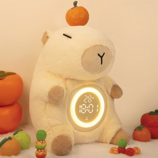 USB oplaadbare wekker, knuffelwekker voor naast het bed, sfeervolle nachtlampwekker, creatieve Kapibala poppenwekker van Merkloos — afbeelding 4