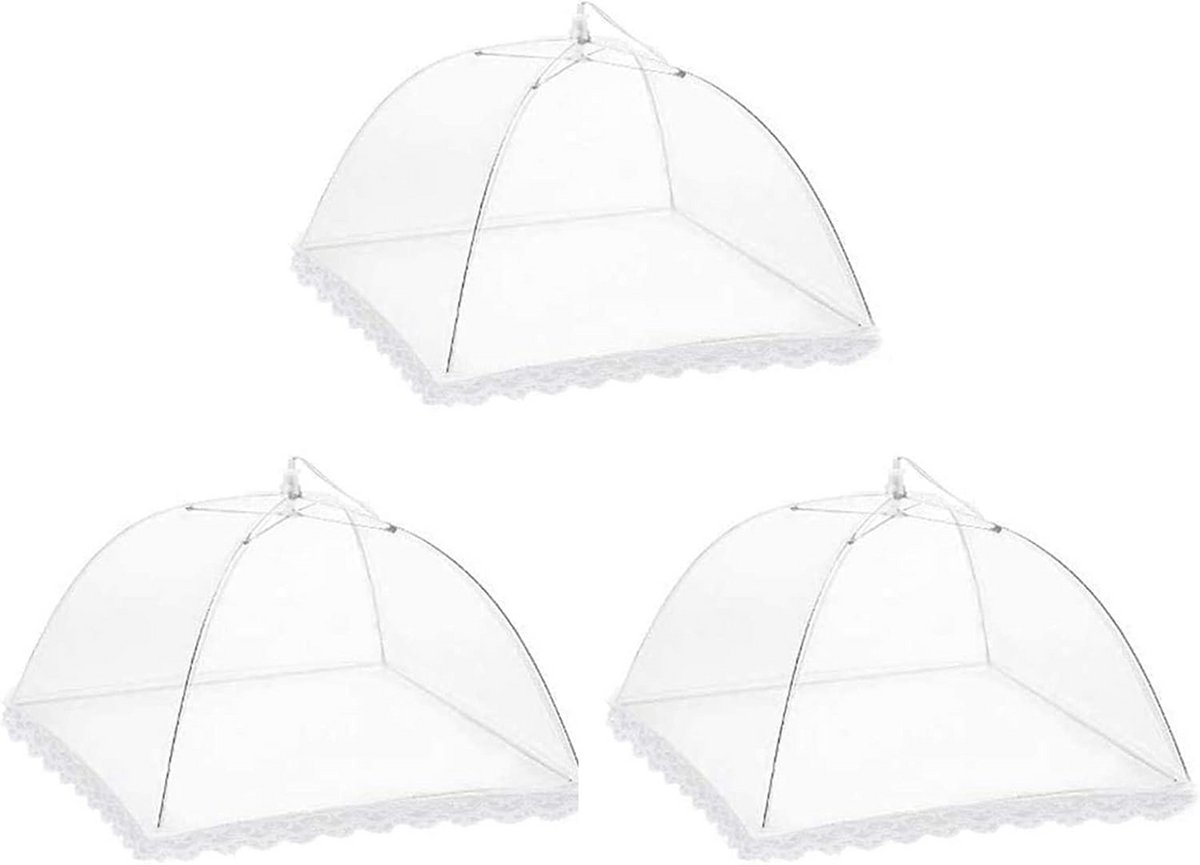 Opvouwbare voedselafdekking 3 stuks - Bescherming tegen vliegen en insecten voor eten, BBQ en picknick