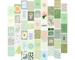 QTTVBTNA Groene Plant Wand Collage Kit – 50 Vintage Botanische Posters – Kamerdecoratie – Kunstwand – Slaapkamer & Kantoor – 10 x 15 cm