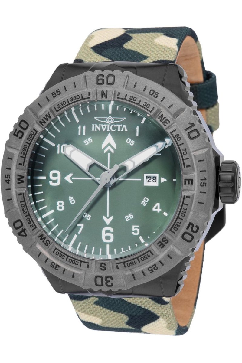 Invicta Coalition Forces 49510 Heren Horloge - Waterdicht - Analoog - Quartz Uurwerk - Roestvrij Staal met groene Wijzerplaat - 49mm