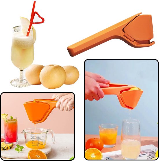 1 stuk - Citruspers - Handmatige Citroensapcentrifuge - Handmatige citroenpers - citruspers - opvouwbare sapcentrifuge - fruitpers - keukensapcentrifuge - draagbaar ontwerp - voor citroenen, sinaasappels of fruit - oranje kleur - 35,3*10,6cm — afbeelding 3