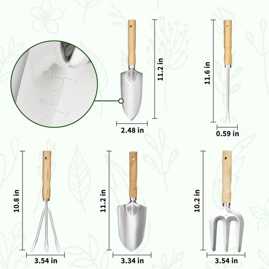 longziming -Tuingereedschap - Hoogwaardige 5-delige Set - Plantenschep - Tuinschep - Duurzaam Materiaal - Ergonomisch Handvat - Lichtgewicht - Ideaal voor Planten en Bloemen van longziming — afbeelding 2