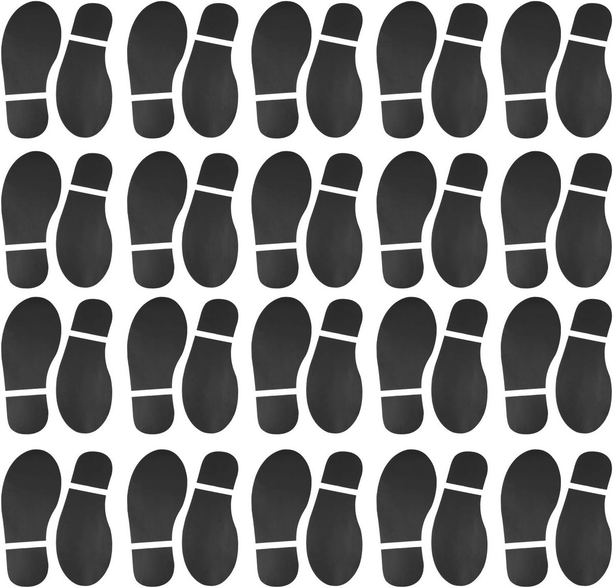 20 paar zwarte voetafdrukstickers voor school en kantoor