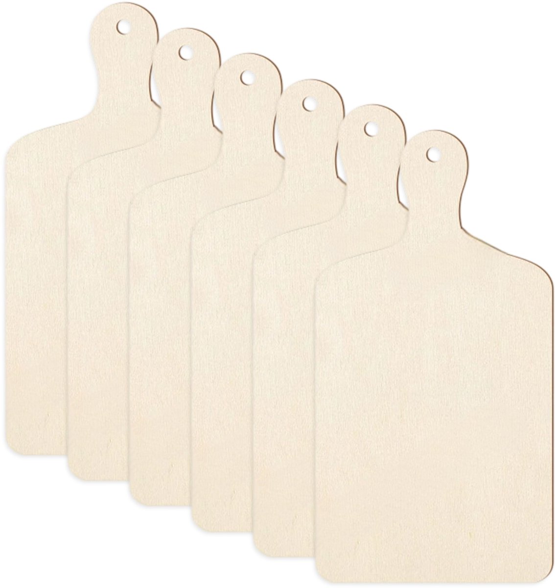Peddel Snijplank Set - 6 Stuks Houten Kaas En Serveerplank - Natuurlijke Houtkleur - Keuken En Eettafel Gebruik