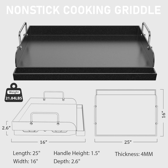 Universele Bakplaat voor Gasgrills 63 x 41 cm met Afneembare Handgrepen — afbeelding 3