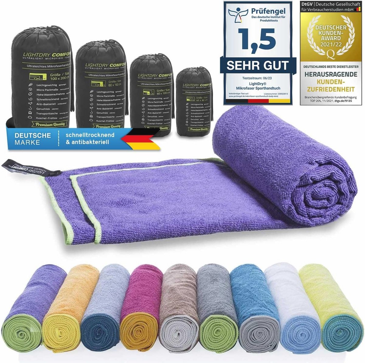 Ultracompacte microvezel rugzak sporthanddoek - Sneldrogend & Antibacterieel - Perfect voor Reis & Sport - Verkrijgbaar in Meerdere Maten