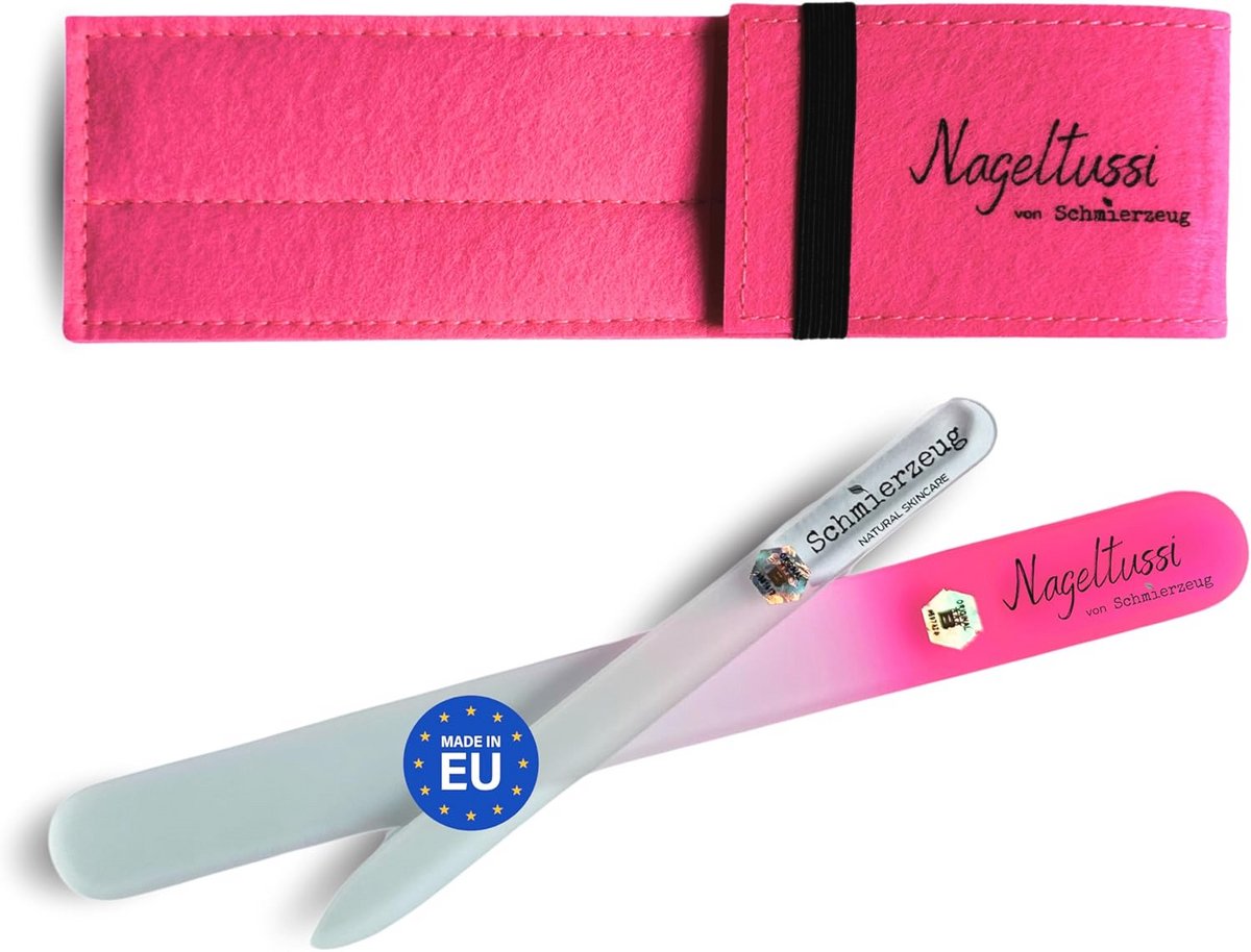 Glazen Nagelvijlset - 2-delig met Vilt Etui voor Natuurlijke en Kunstnagels - Splintervrij, Perfect Cadeau voor Elkeen