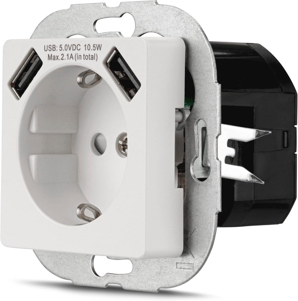 Stopcontact met 2 USB-poorten - 2,1 A, 5 VDC, 10,5 W, wit