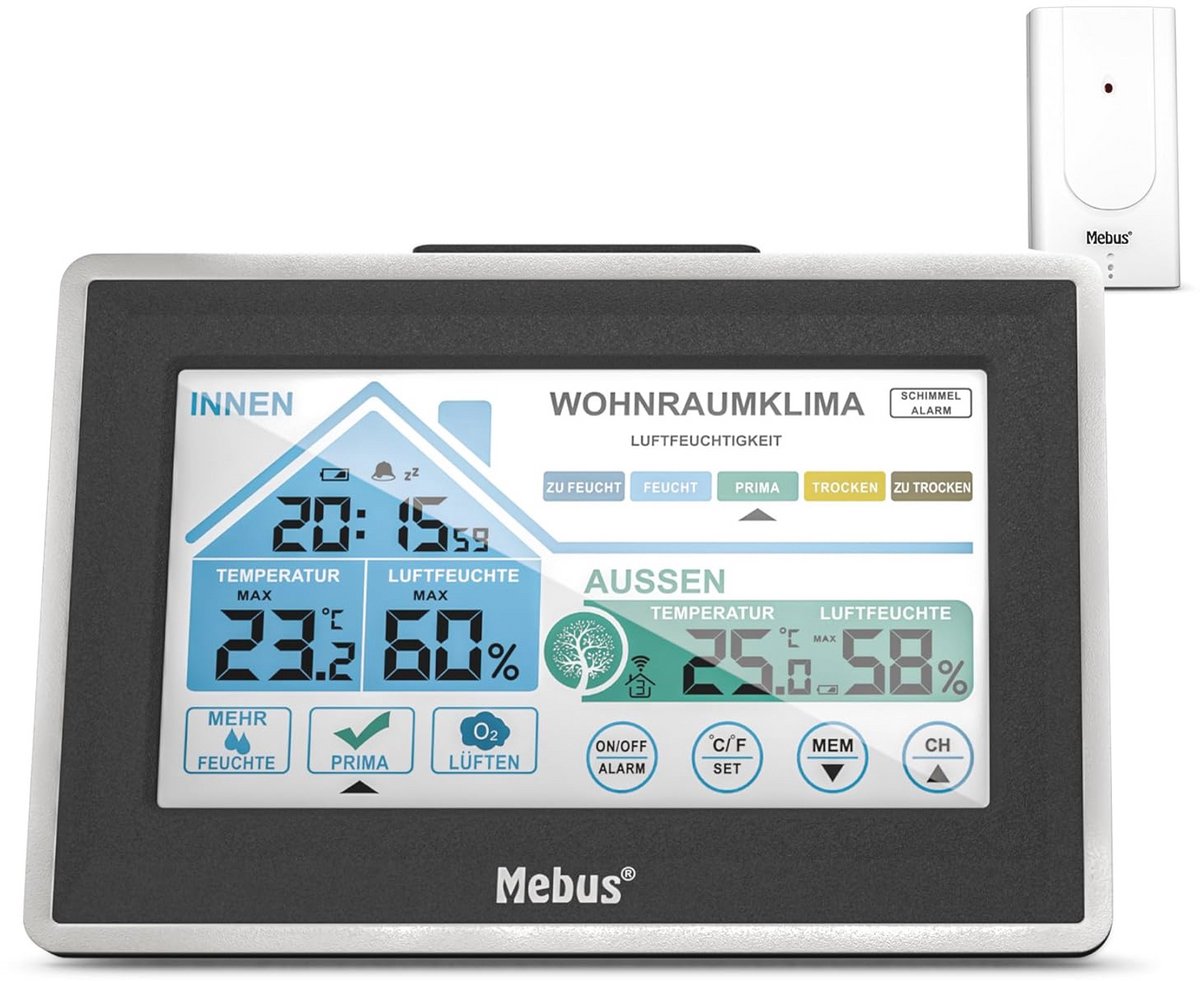 Draadloos Weerstation met Touch Display en Buitenmeter - Thermometer, Hygrometer en Alarmfunctie voor het Optimale Binnenklimaat