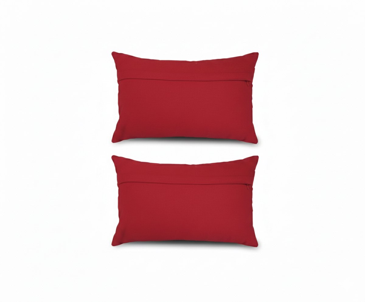 Kerstkussen Set van 2 Kussenhoezen Rechthoek - Kerst Kussenhoes - Kussenhoesjes - Geborduurd Vrolijk Kerstfeest - 30x50 cm - Katoen - Voor Binnen - Rood/Wit - Zonder Binnenkussen – foto 4